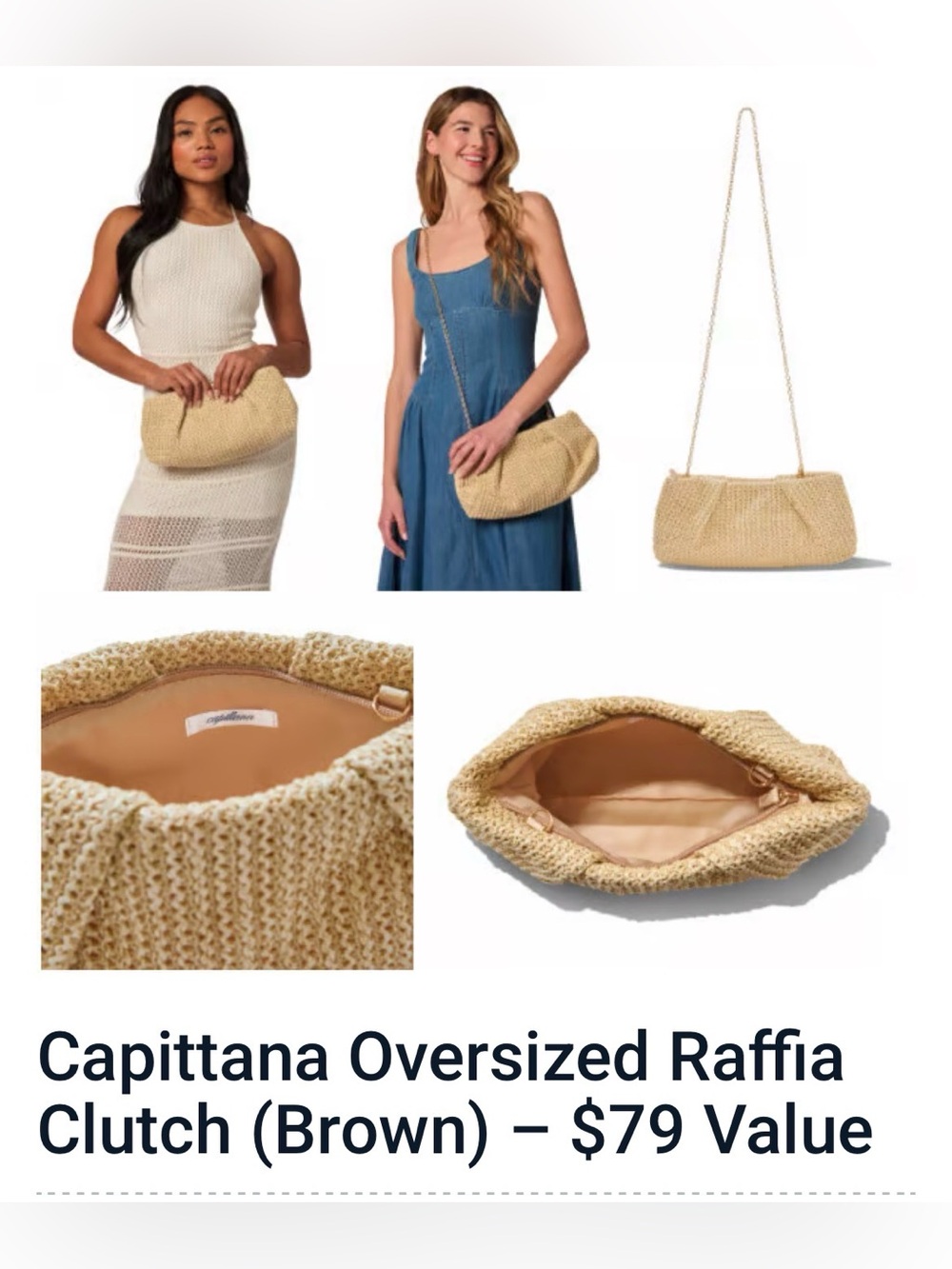 Capittana Oversized Raffia Clutch FabFitFun summer 2026